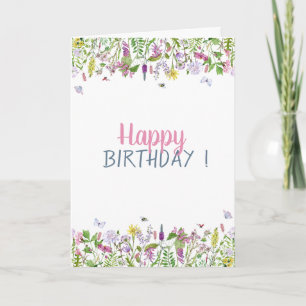 Chic Meadow Butterflies Geburtstagskarte Karte