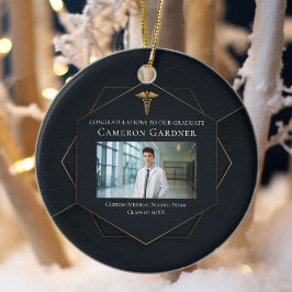 Chic Medical School Abschluss Foto Weihnachten Keramik Ornament
