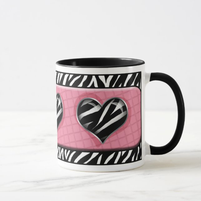 Chic meine Herz-Rosazebra-Druck-Tasse Tasse (Rechts)