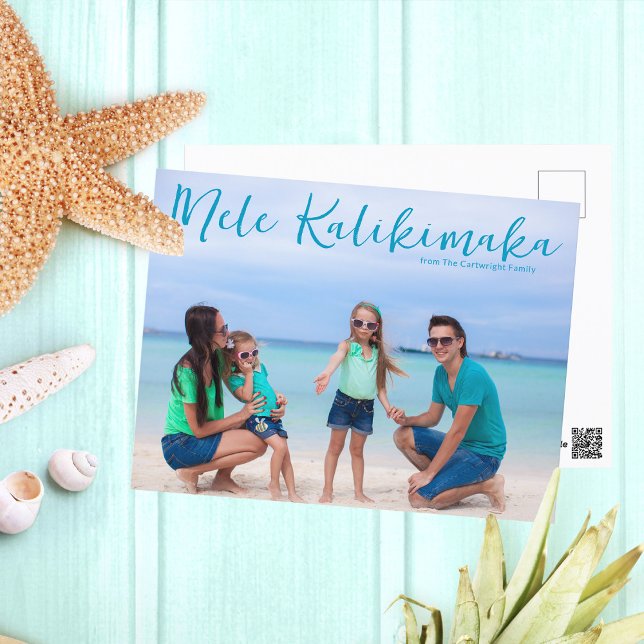 Chic Mele Kalikimaka Foto Tropical Postkarte (Von Creator hochgeladen)