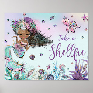 Chic Mermaid Birthday Baby Dusche Shellfie nehmen Poster