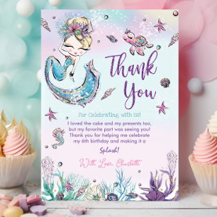 Chic Mermaid Under Sea Birthday Baby Shower Dankeskarte