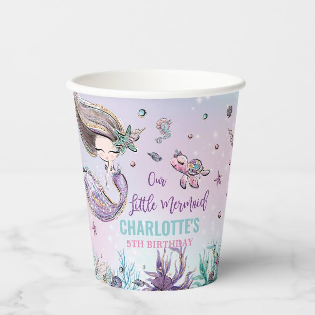 Chic Mermaid Under Sea Birthday Pool Party Pappbecher (Vorderseite)