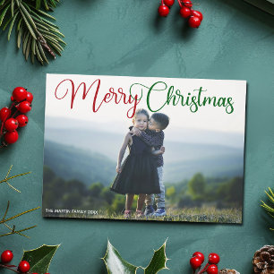 Chic Merry Christmas Foto Script Magnet Card