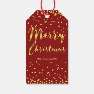 Chic Merry Christmas Gold Foil Confetti Red Geschenkanhänger