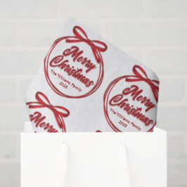 Chic Merry Christmas Script Red Ribbon Bow Seidenpapier