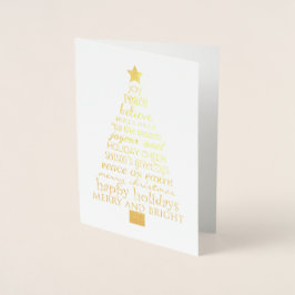 Chic Merry Christmas Tree Words Folienkarte