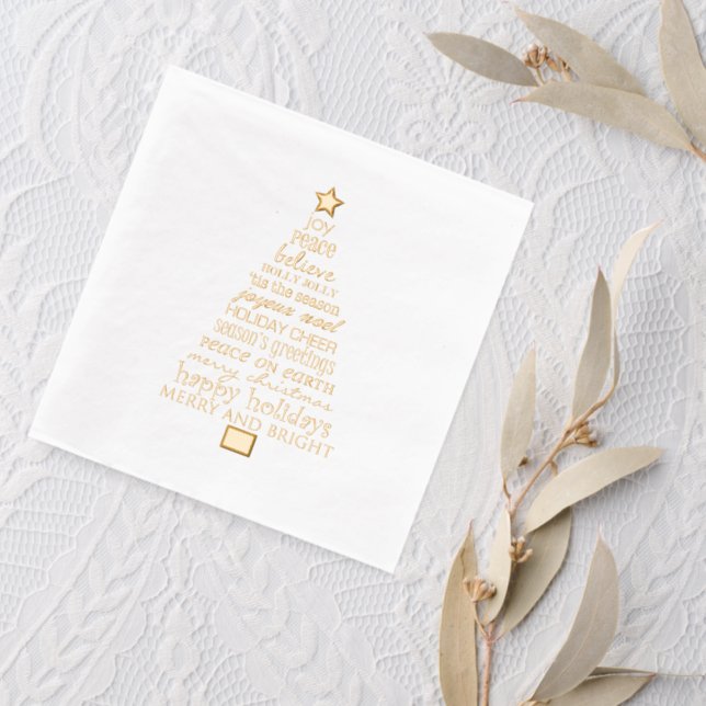 Chic Merry Christmas Tree Words Servietten Mit Folie (Insitu (Hochzeit 2))