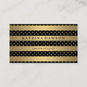 Chic Metallic Gold Streifen mit Polka Docks Visitenkarte
