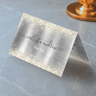 Chic metallisch gebürstet Silber Gold falscher Gli Visitenkarten