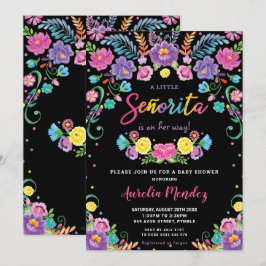 Chic Mexican Floral Señorita Baby Shower Girl Einladung