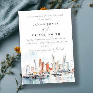 Chic Miami Florida Skyline Hochzeit Jahrestag Einladung