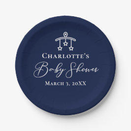 Chic Midnight Blue Baby Dusche Personalisiertes Pa Pappteller