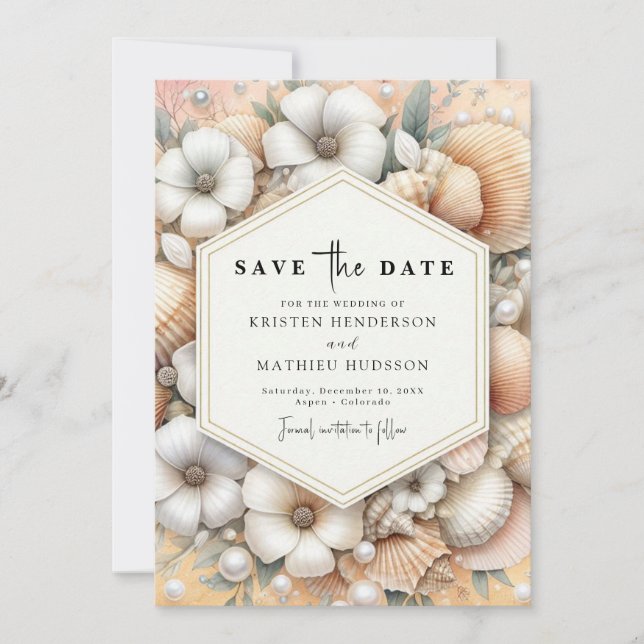 Chic Minimal Beach Wedding Save The Date (Vorderseite)