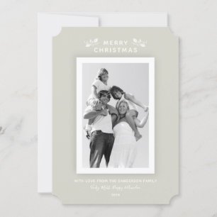 Chic Minimal Beige White Frame Weihnachtszeit Foto Feiertagskarte