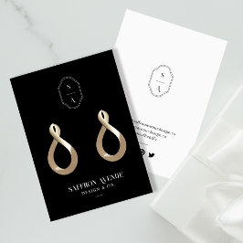 Chic Minimal Black Custom Monogram Earring Display Visitenkarte