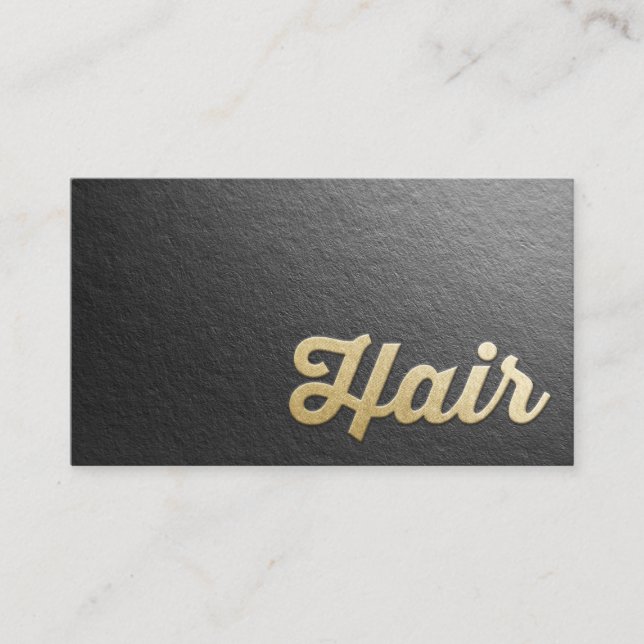 Chic Minimal Black Gold Embossed Text Haar Stylist Terminkarte (Vorderseite)