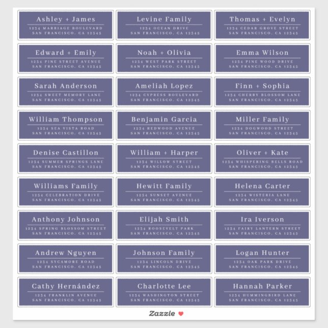 Chic Minimal Blue Wedding Guest Address Labels (Blatt)
