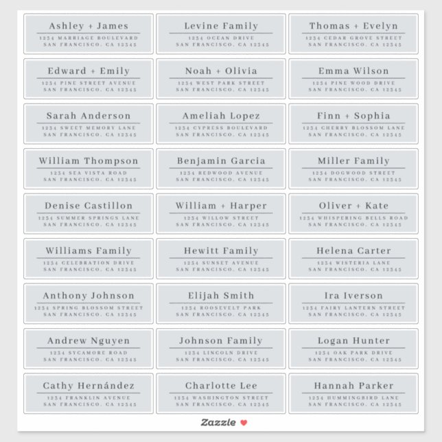 Chic Minimal Blue Wedding Guest Address Labels (Blatt)