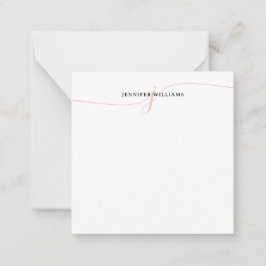 Chic Minimal Blush Pink Script Monogram Mitteilungskarte