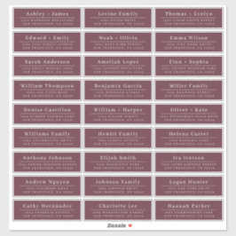 Chic Minimal Burgundy Wedding Guest Address Labels