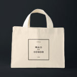 Chic Minimal French Black & White Trauzeugin Mini Stoffbeutel<br><div class="desc">Chic und minimalistisch Französisch, Pariser inspiriert, monochrome schwarz-weiß personalisierte Trauzeugin Mini-Tote-Tasche. Eine Tote Tasche kann eine schöne Möglichkeit sein, Ihrer Trauzeugin für ihre Liebe und Unterstützung an Ihrem besonderen Tag zu danken. Diese Trauzeugin Tote-Tasche ist ideal, um Geschenke wie personalisierte Spiegelkonfektionen, Mini-Champagner-Flaschen, angesagte Flaschen und Satin-Roben zu halten. Passen Sie...</div>