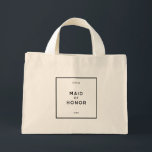 Chic Minimal French Black & White Trauzeugin Mini Stoffbeutel<br><div class="desc">Chic und minimalistisch Französisch, Pariser inspiriert, monochrome schwarz-weiß personalisierte Trauzeugin Mini-Tote-Tasche. Eine Tote Tasche kann eine schöne Möglichkeit sein, Ihrer Trauzeugin für ihre Liebe und Unterstützung an Ihrem besonderen Tag zu danken. Diese Trauzeugin Tote-Tasche ist ideal, um Geschenke wie personalisierte Spiegelkonfektionen, Mini-Champagner-Flaschen, angesagte Flaschen und Satin-Roben zu halten. Passen Sie...</div>
