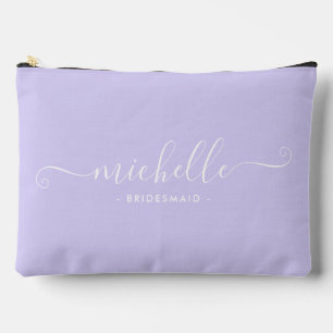 Chic Minimal Iris Lila Personalisiert Bridesmaid Zubehörtasche