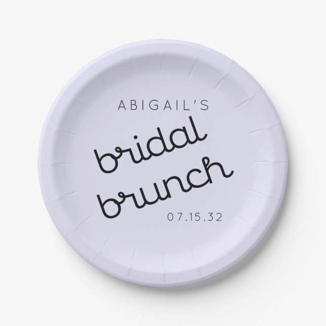 Chic Minimal Lavendel Mod Script Brunch Willkommen Pappteller (Vorderseite)