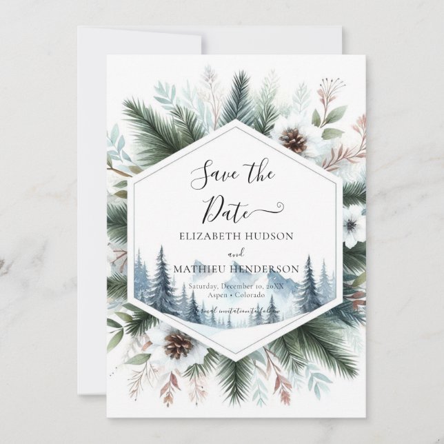 Chic Minimal Mountain Wedding Save The Date (Vorderseite)
