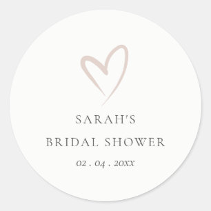 Chic Minimal Simple Blush Pink Heart Brautparty Runder Aufkleber
