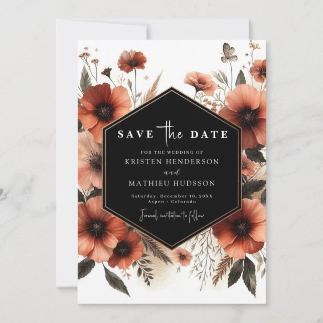 Chic Minimal Terracotta Wedding Save The Date (Vorderseite)