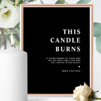 Chic, Minimal This Candle Burns Black Wedding Sign