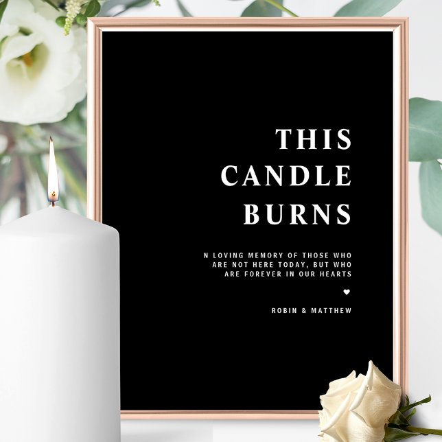 Chic, Minimal This Candle Burns Black Wedding Sign Poster (Von Creator hochgeladen)