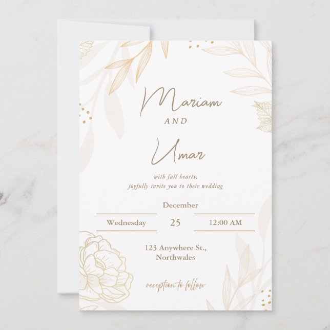 Chic Minimal Wedding Invitation – Editable Templat Einladung (Vorderseite)