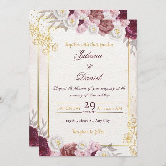 Chic Minimal Wedding Invitation Einladung (Vorne/Hinten)