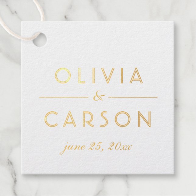 Chic Minimal Wedding Monogram Geschenkanhänger (Vorderseite)