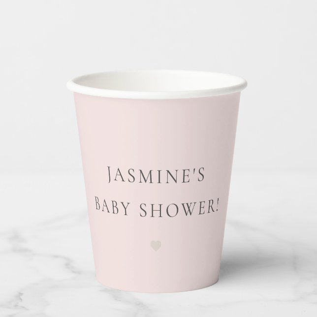 Chic minimale einfache staubige Babydusche Pappbecher (Vorderseite)