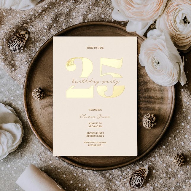 Chic minimalist 25. Geburtstag  Folieneinladung (Von Creator hochgeladen)