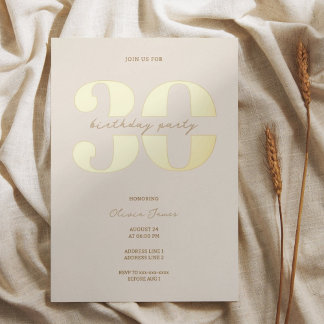 Chic minimalist 30th birthday folieneinladung