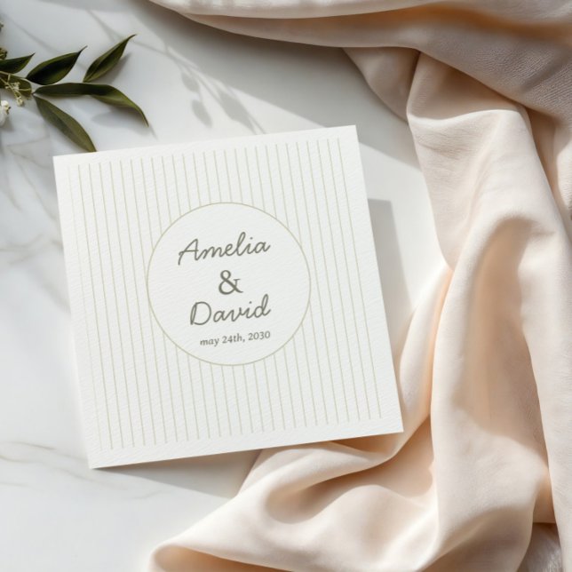 Chic minimalist gestreifte grüne Hochzeit  Serviette (Von Creator hochgeladen)