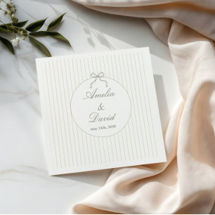 Chic minimalist gestreifte grüne Hochzeit  Serviette