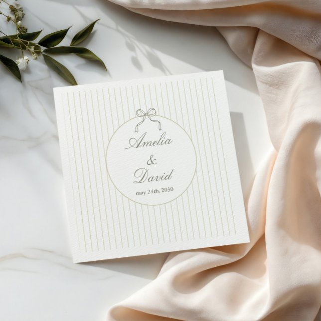 Chic minimalist gestreifte grüne Hochzeit  Serviette (Von Creator hochgeladen)