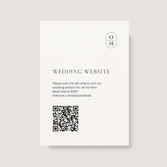 Chic Minimalist Monogram QR Wedding Website Begleitkarte (Von Creator hochgeladen)
