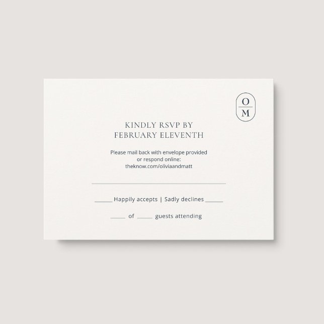 Chic Minimalist Monogram Wedding RSVP Karte (Von Creator hochgeladen)
