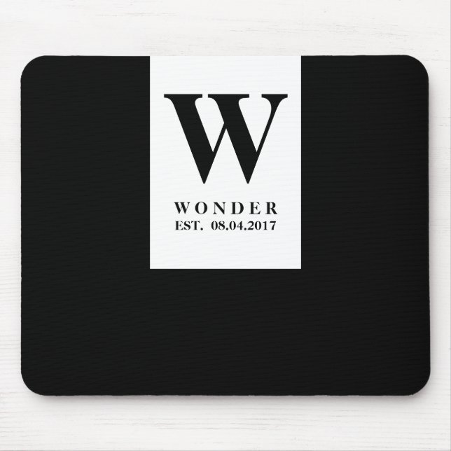 Chic Minimalist Monogramm | Schwarze Hochzeit Neuv Mousepad (Vorne)