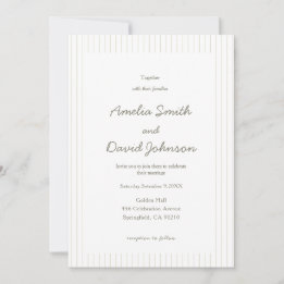 Chic Minimalist Stripe Green Wedding Invitation Einladung