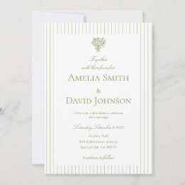 Chic Minimalist Stripe Green Wedding Invitation Einladung
