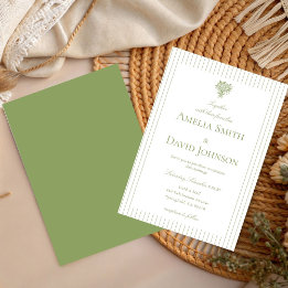 Chic Minimalist Stripe Green Wedding Invitation Einladung