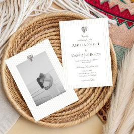 Chic Minimalist Stripe Green Wedding Invitation Einladung